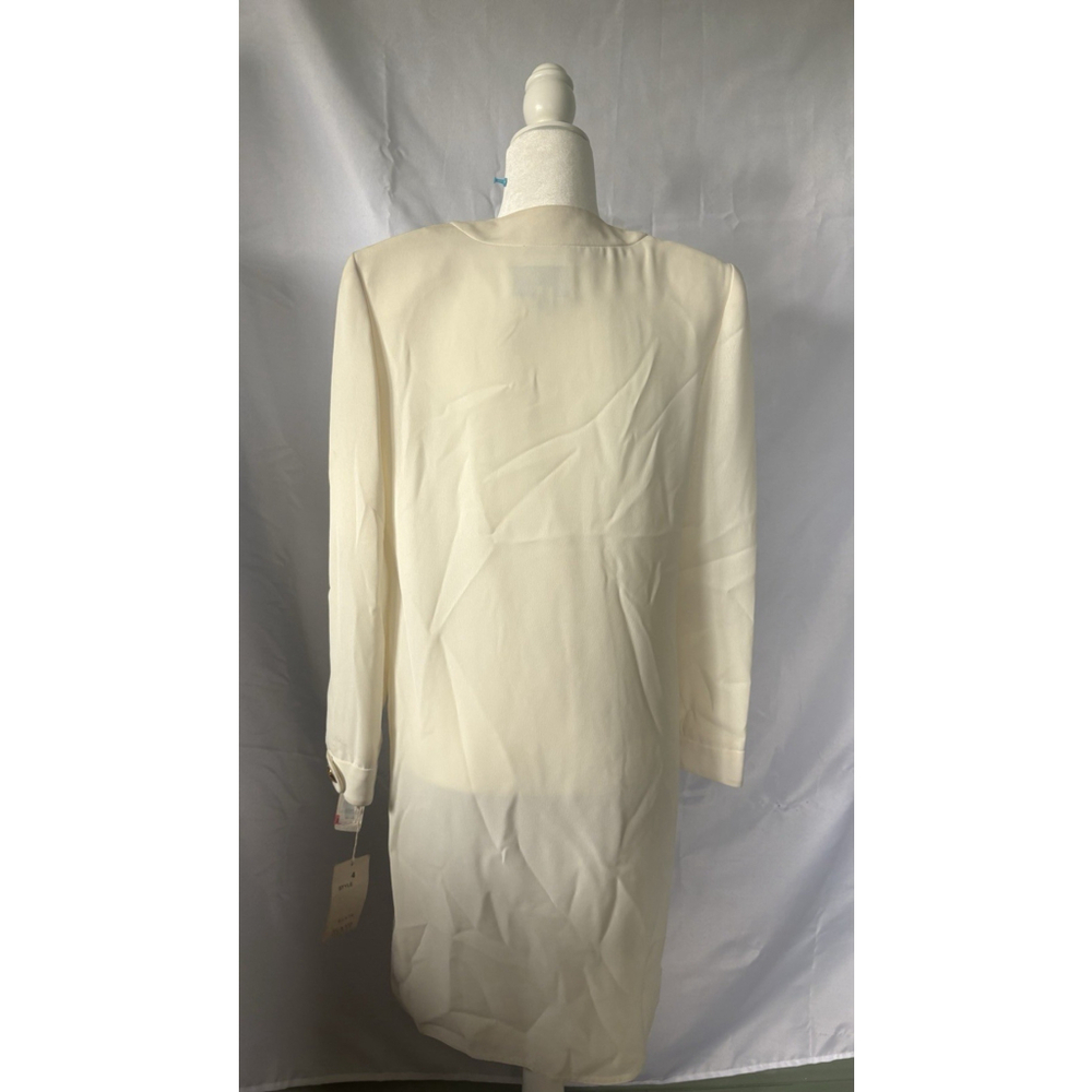 VTG Scaasi Dress Ivory Cream Coat Dress NWT Size 4 Gold Buttons Old Money 90s - Picture 6 of 16